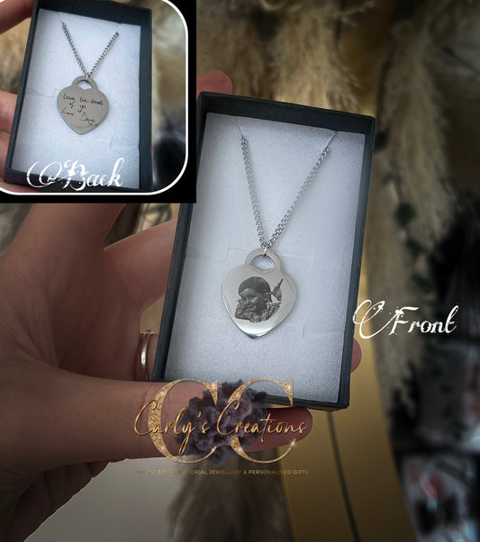 Silver engraved  heart necklace