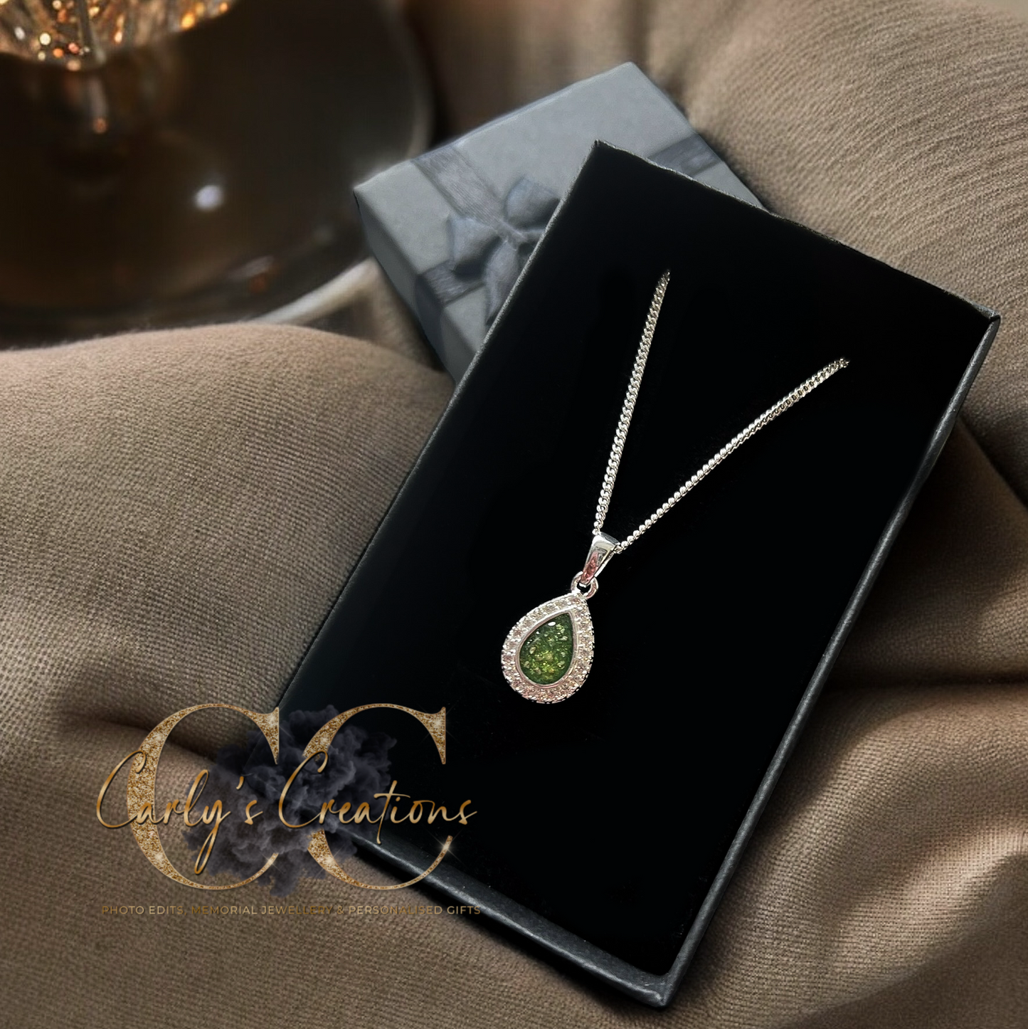 Teardrop with cz pendant necklace