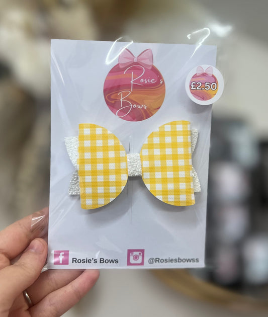 Yellow gingham bow