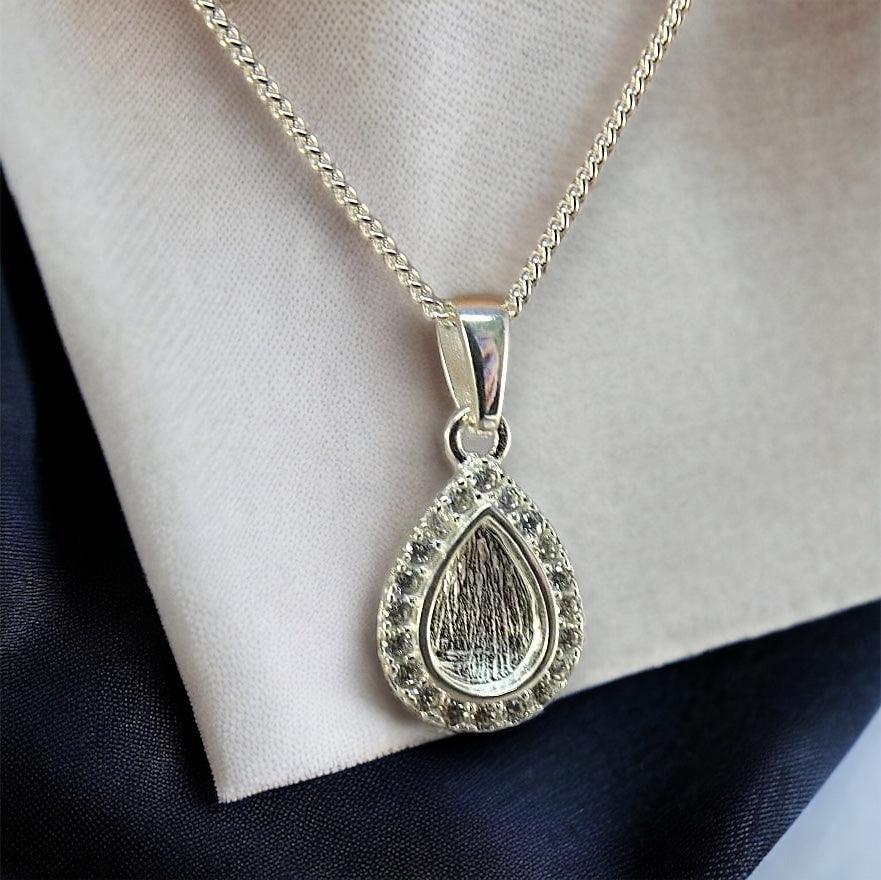 Teardrop with cz pendant necklace