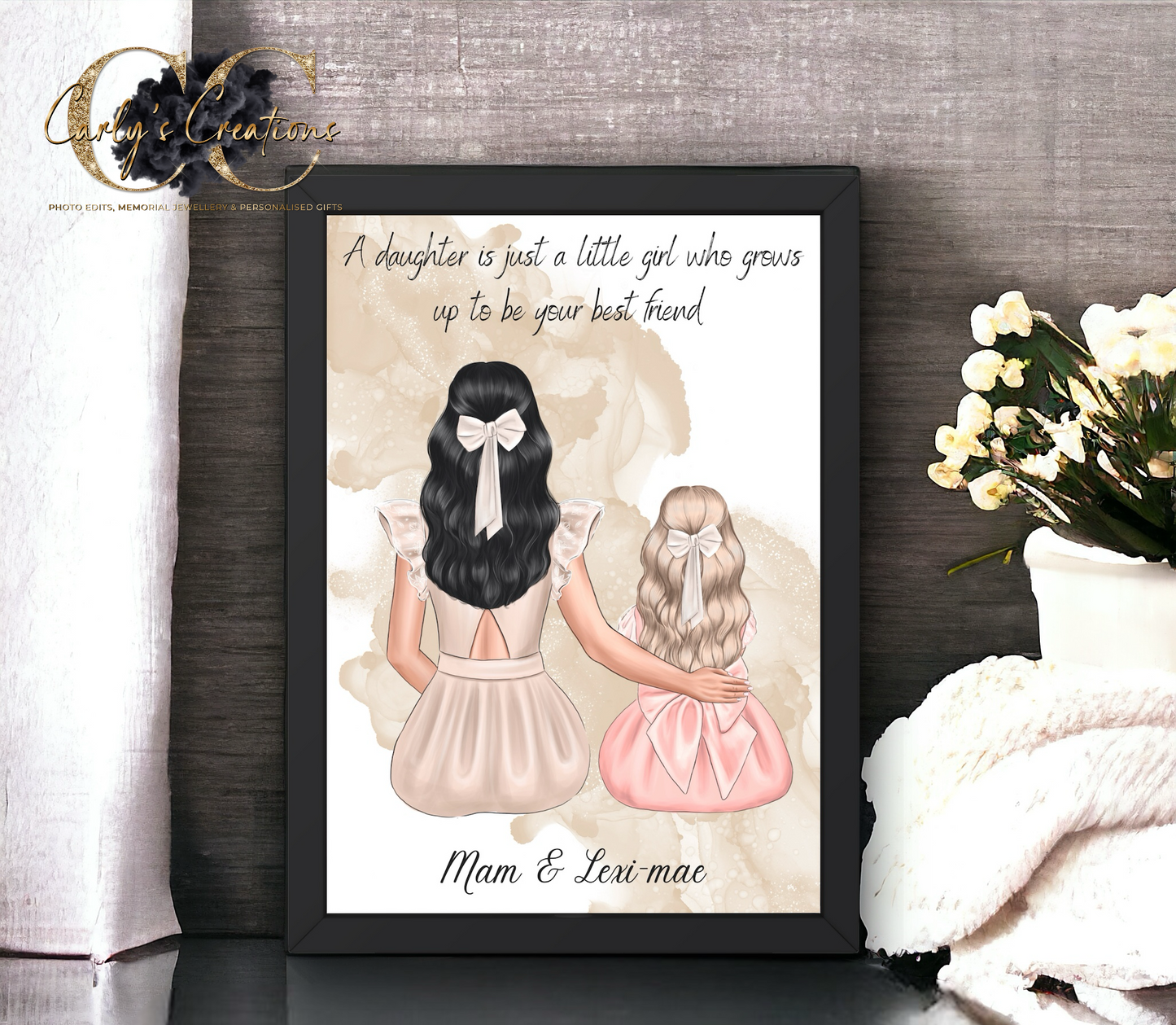 Mother and daughter/daughters print.