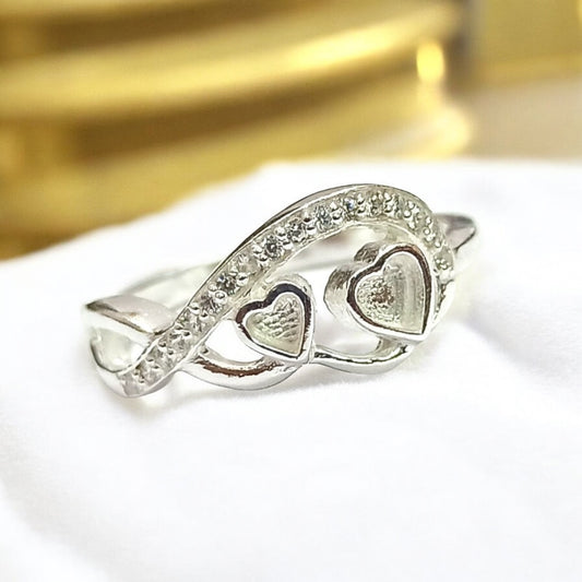 Wave double heart ring