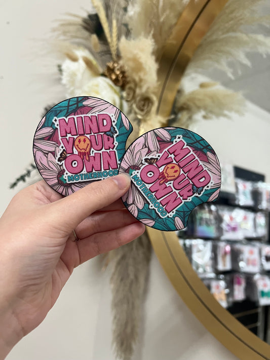 Mind your own motherhood car coasters - set of 2