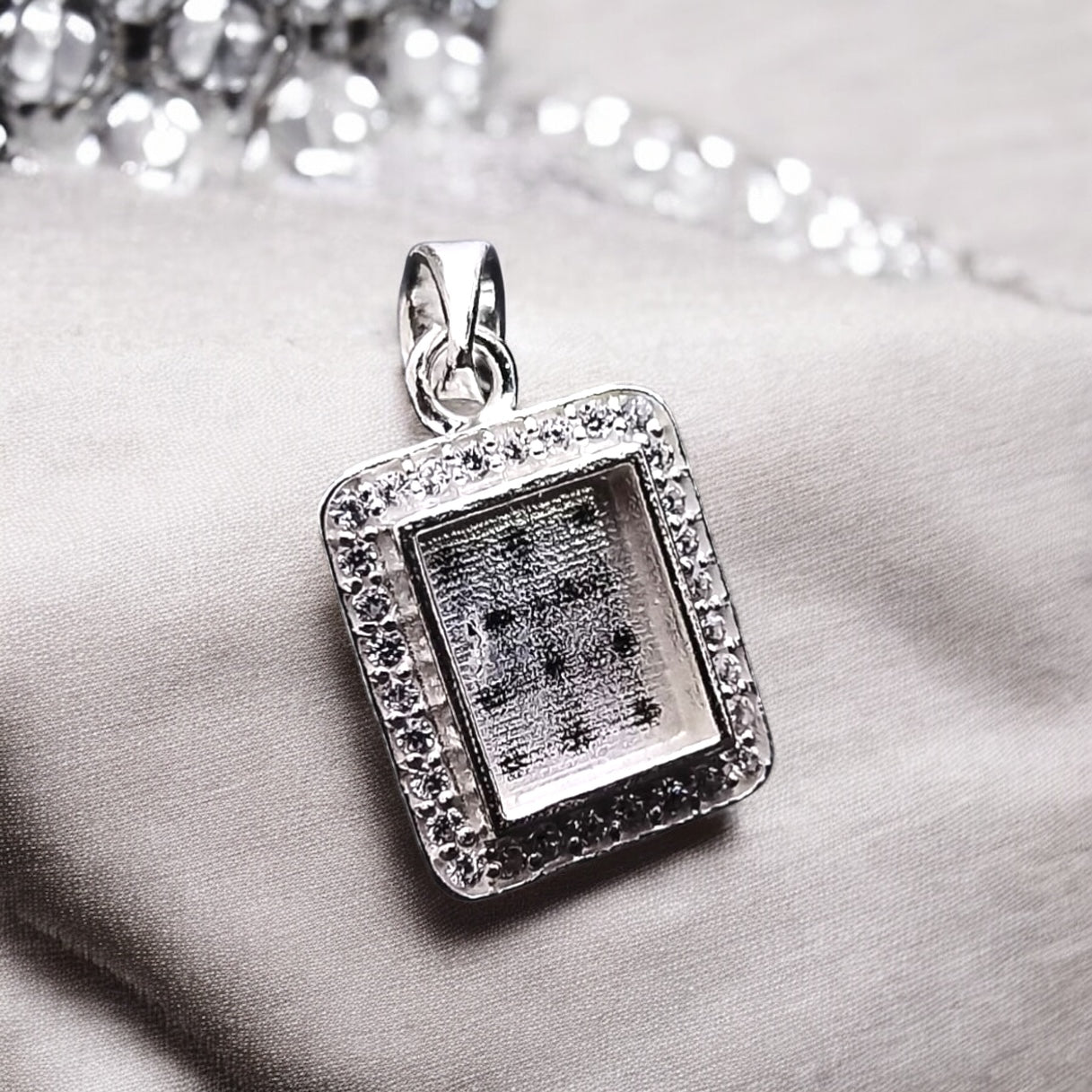 Square crystal pendant necklace ( chain included)