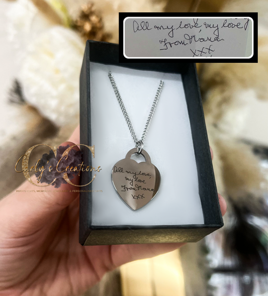 Silver engraved  heart necklace