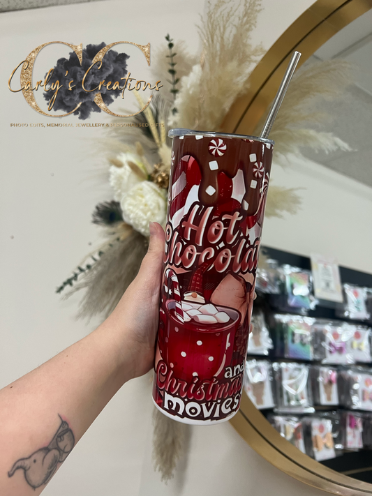 Hot chocolate and Christmas movies tumbler