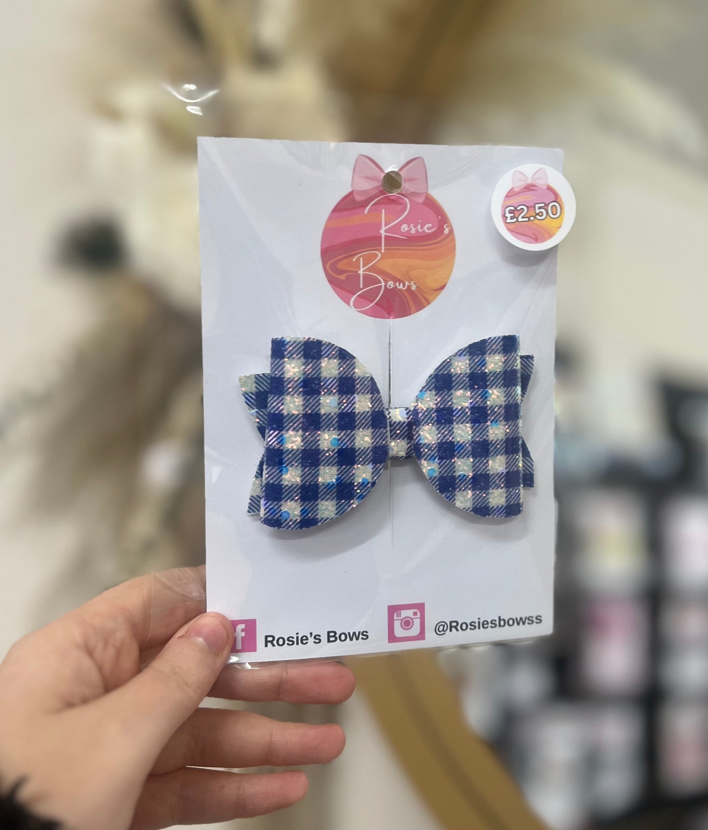 Blue gingham bow