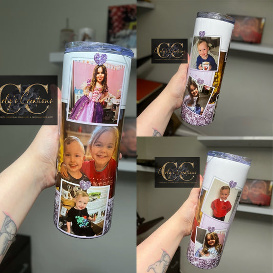 Glitter heart photo tumbler