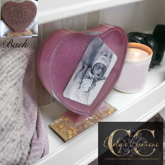 Resin heart&stand keepsake - small