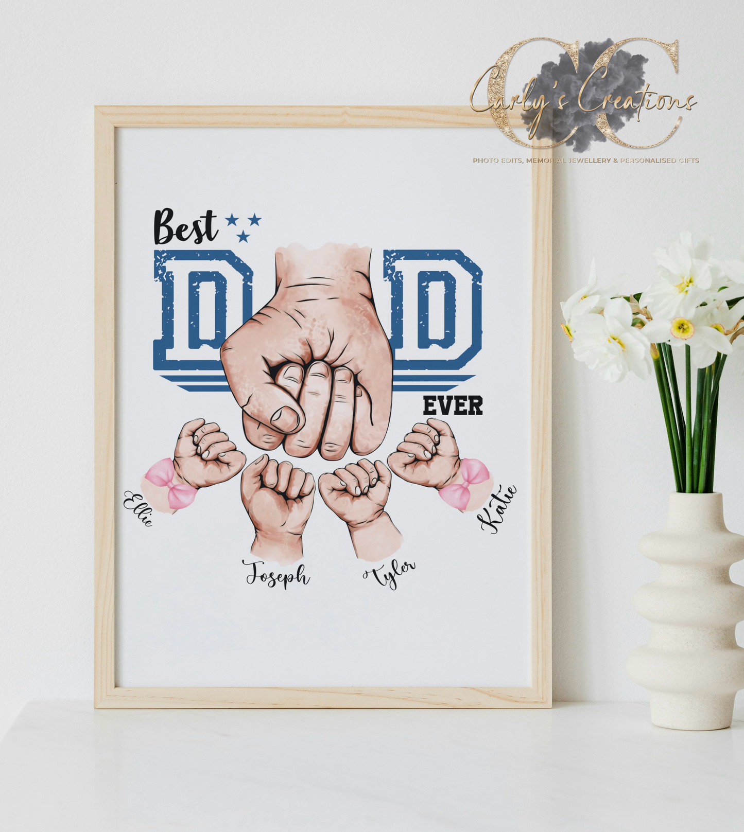 Best dad ever A4 print - upto 4 children