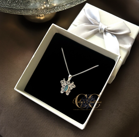 Filigree butterfly pendant necklace