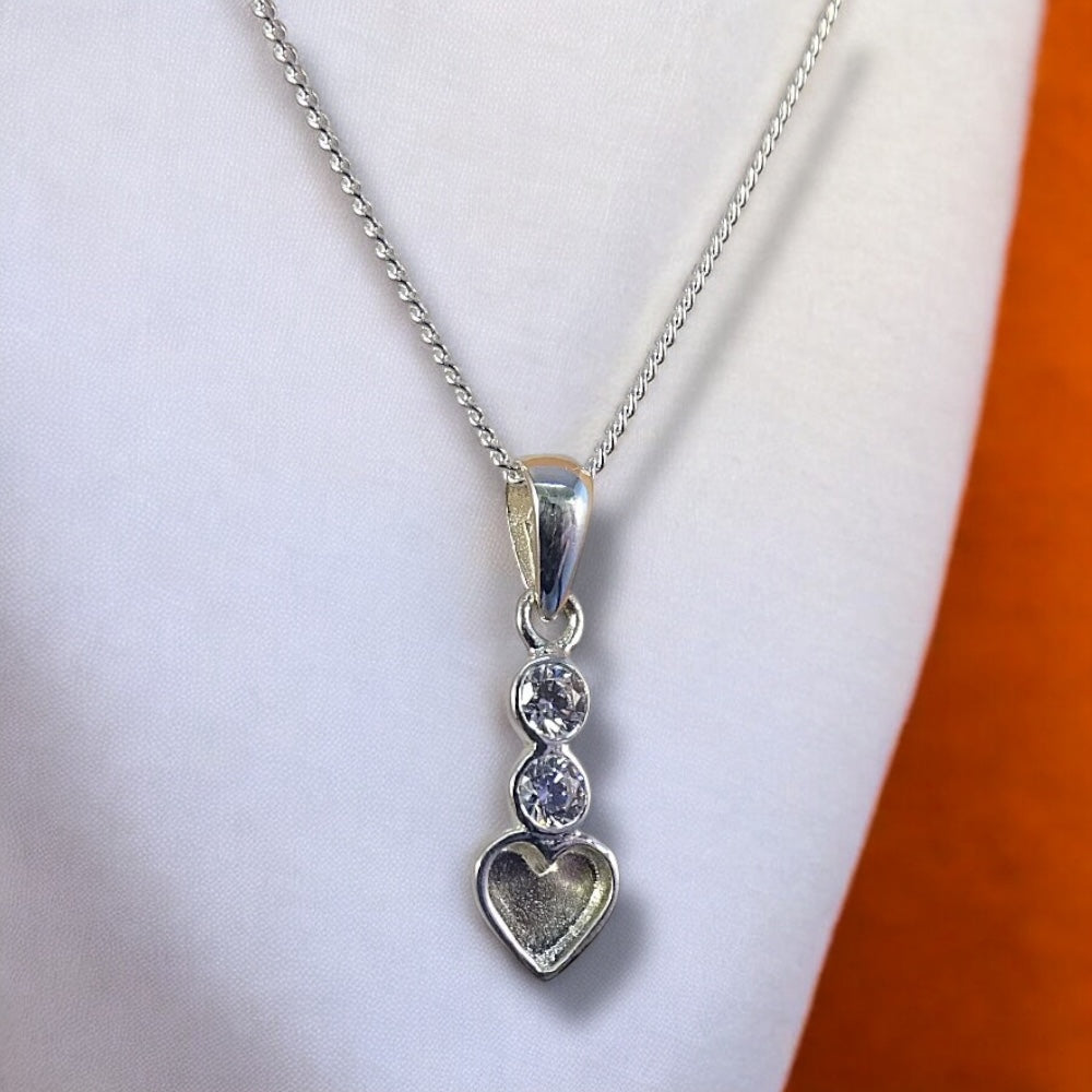 Heart with Cz pendant Necklace