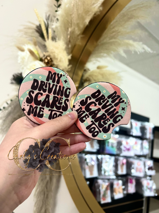 My driving scares me too car coasters - set of 2