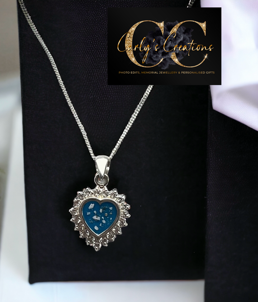 Silver heart with CZ surround necklace